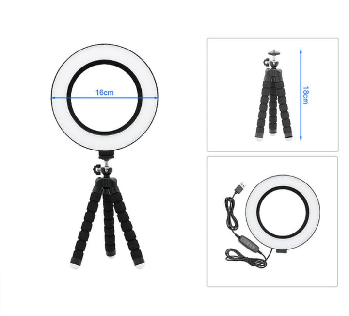 Illuminate Your Creativity with the Apple Compatible 6 Inch LED Ring Light Octopus Tripod