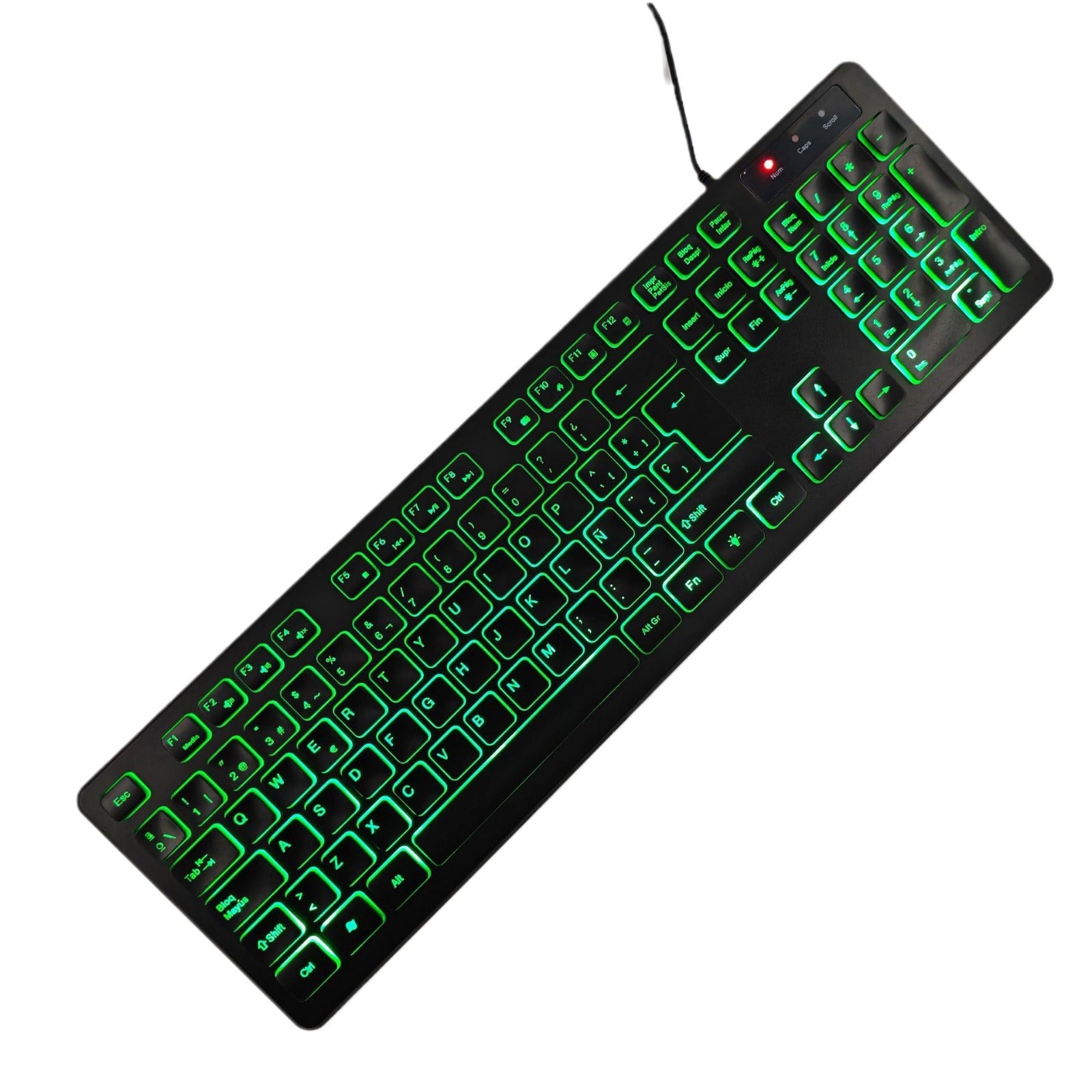 USB Wired Illuminant Keyboard Russian French Spanish Arabic Italian German Danish