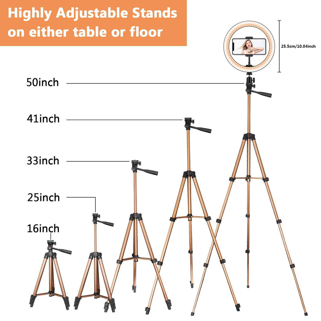 Apple Compatible Desktop Ring Light Tripod Fill Light