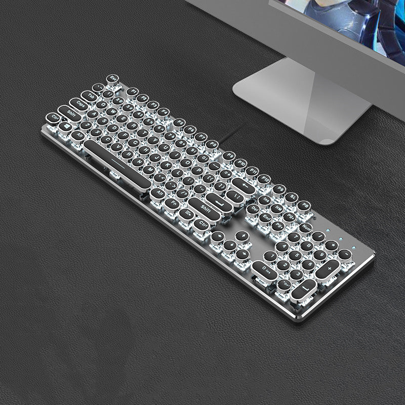 Steampunk 87-Key Mechanical Keyboard Mouse Set Wired Retro Office