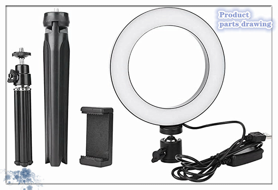 Apple Compatible 360° Rotatable Desktop Ring Light Tripod