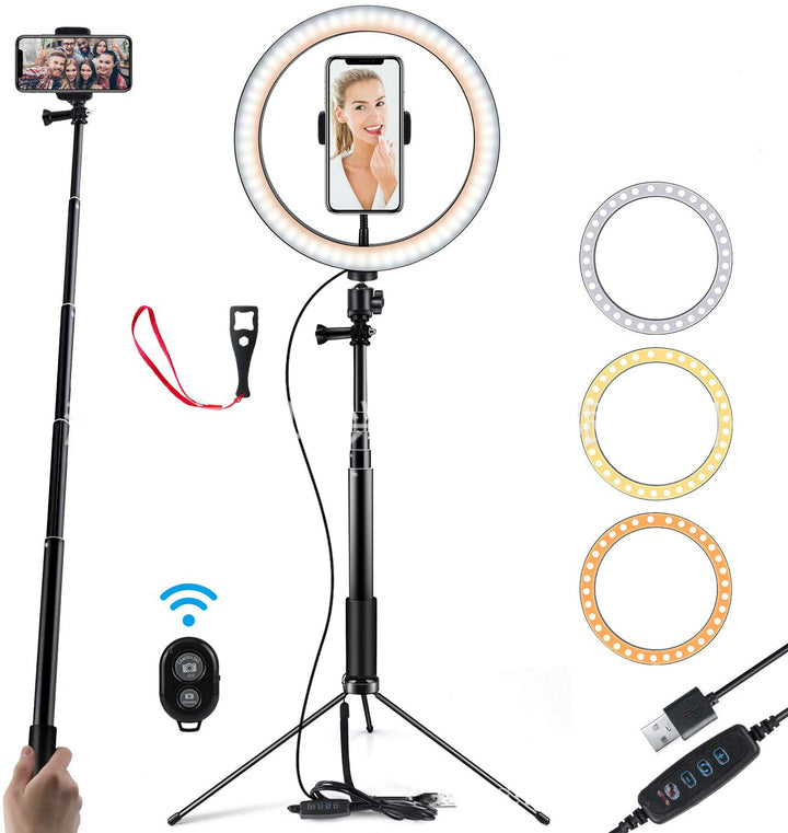 Apple Compatible 10 LED Dimmable Ring Light Tripod Stand