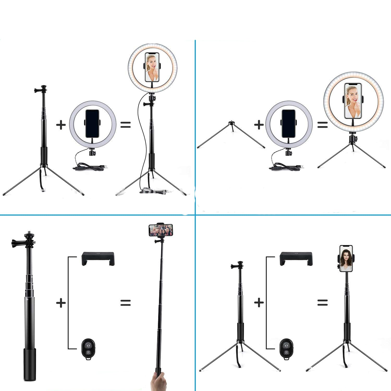 Apple Compatible 10 LED Dimmable Ring Light Tripod Stand