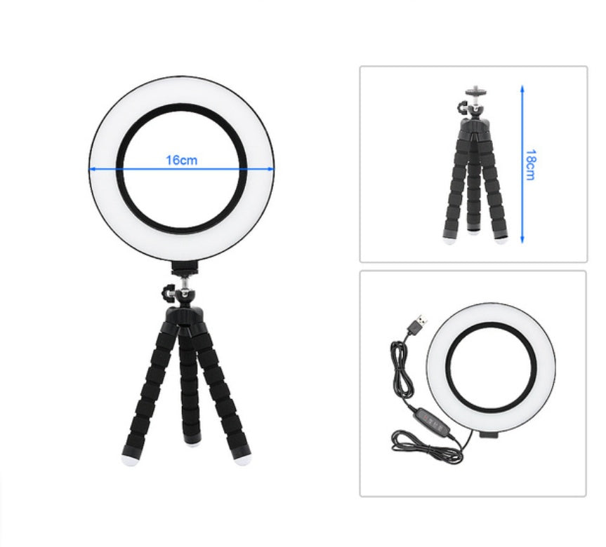 Apple Compatible 6 Inch LED Ring Light Octopus Tripod