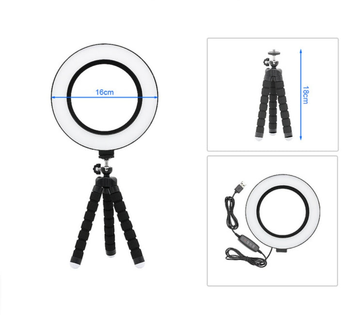 Apple Compatible 6 Inch LED Ring Light Octopus Tripod