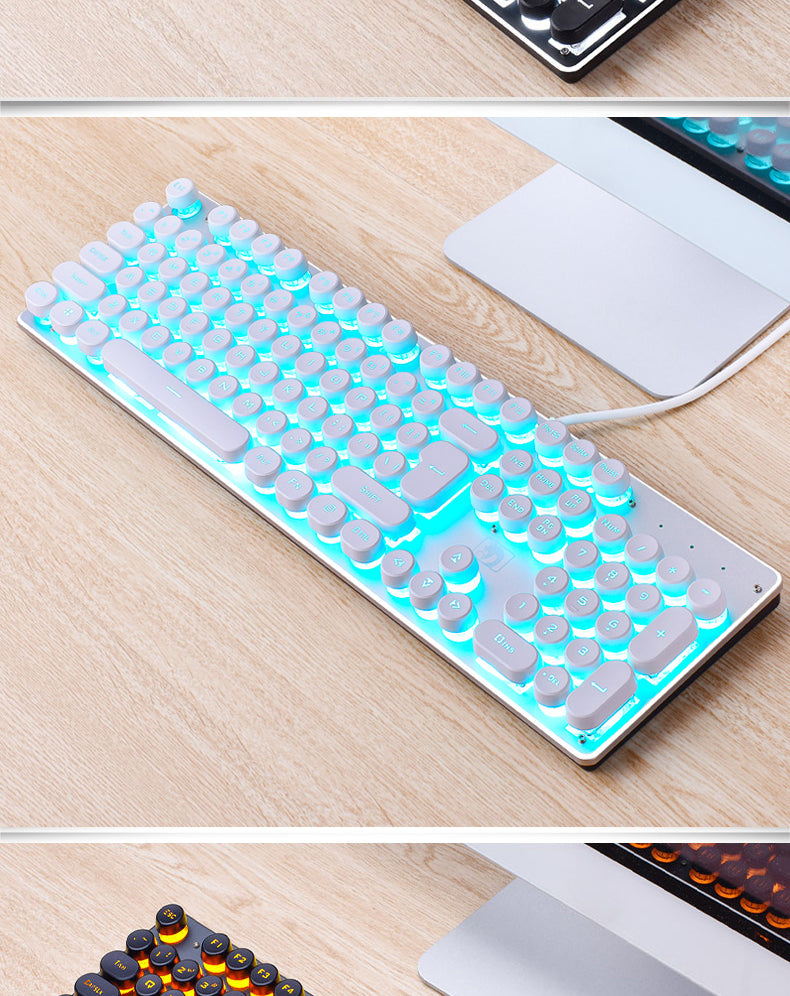 Wired Retro Luminous Punk Gaming Keyboard