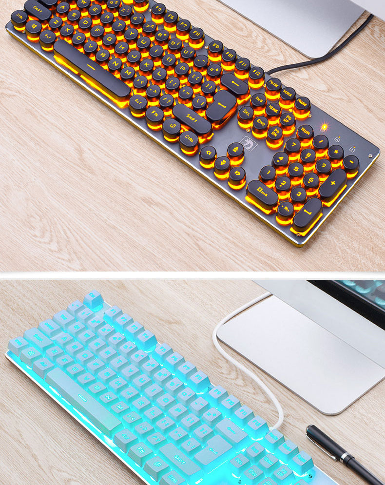 Wired Retro Luminous Punk Gaming Keyboard