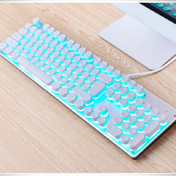Wired Retro Luminous Punk Gaming Keyboard
