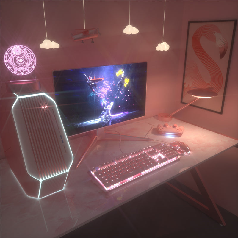 Pink Mechanical Keyboard Mouse Set Wired Gaming Green Red Axis Girls E-Sports