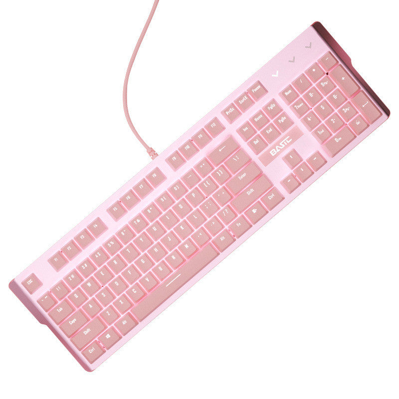 Pink Mechanical Keyboard Mouse Set Wired Gaming Green Red Axis Girls E-Sports
