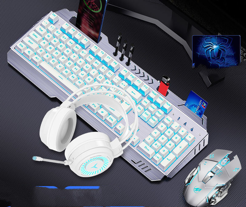 Mechanical Keyboard Mouse Earphone Set Wired Gaming Combo Laptop Desktop