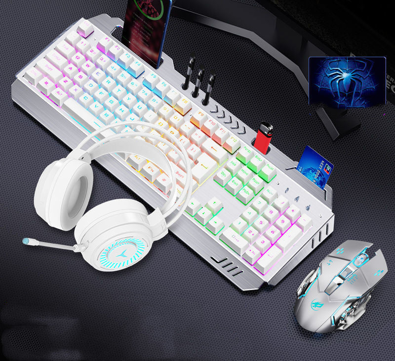 Mechanical Keyboard Mouse Earphone Set Wired Gaming Combo Laptop Desktop
