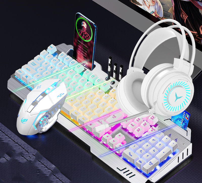 Mechanical Keyboard Mouse Earphone Set Wired Gaming Combo Laptop Desktop