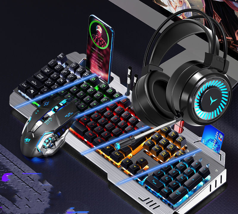 Mechanical Keyboard Mouse Earphone Set Wired Gaming Combo Laptop Desktop