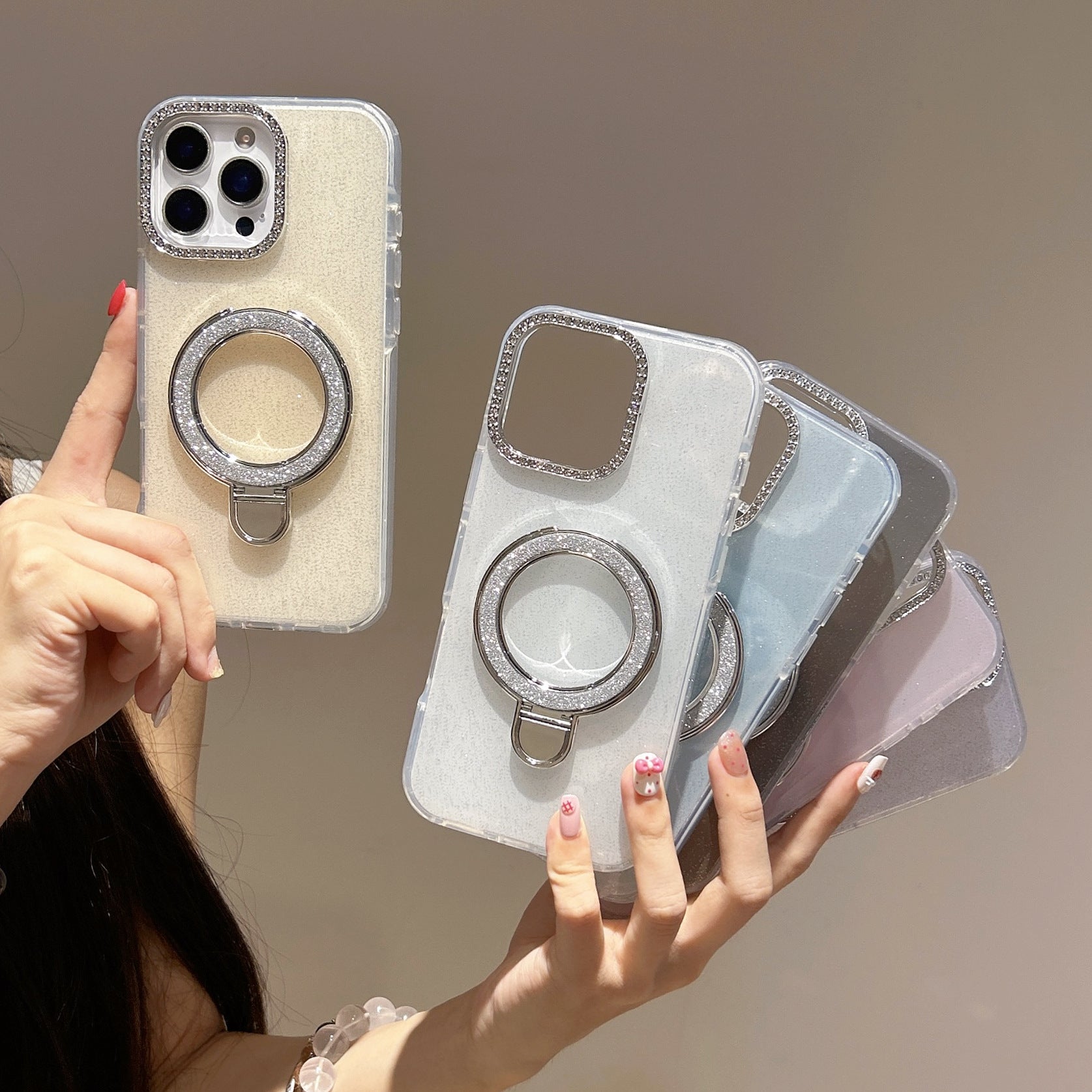 Epoxy Glitter Gradient Phone Case With Rotating Bracket
