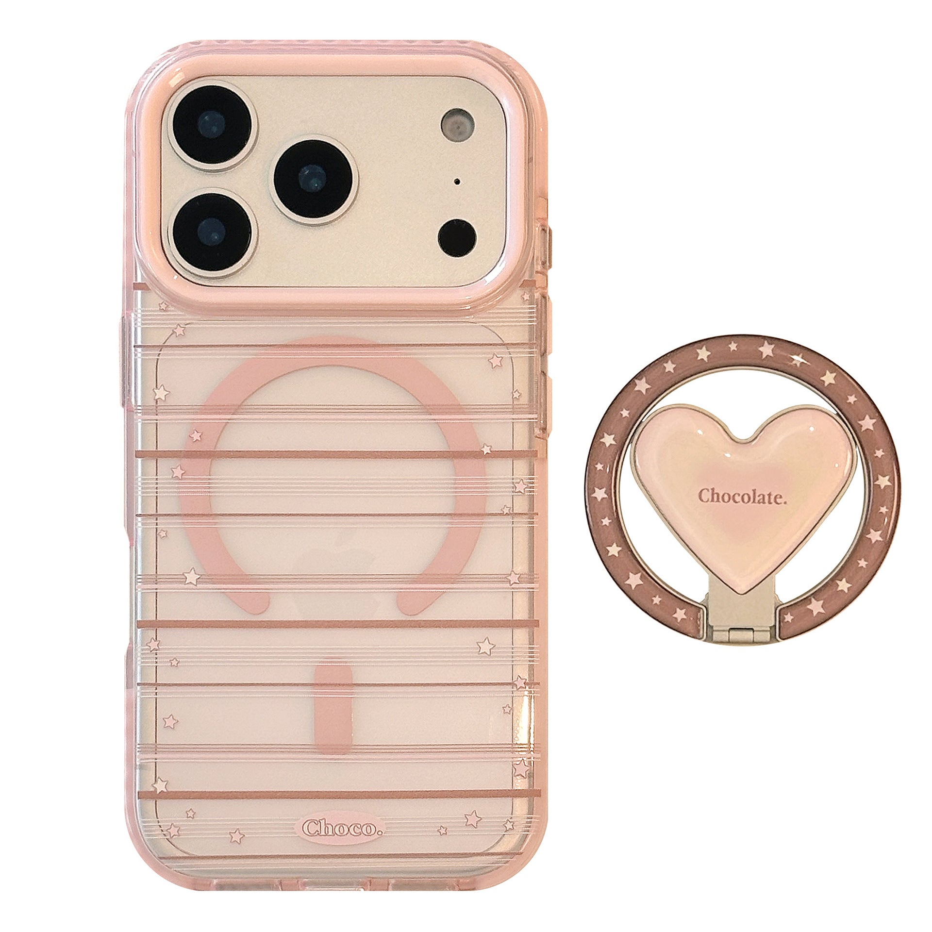 Magnetic Phone Holder Compatible Pink Brown Striped Case