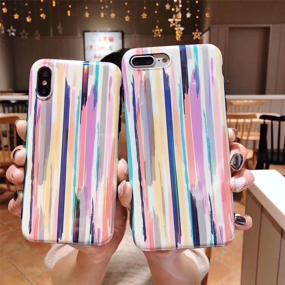 Apple Compatible Rainbow Silicone TPU iPhone Case Cover