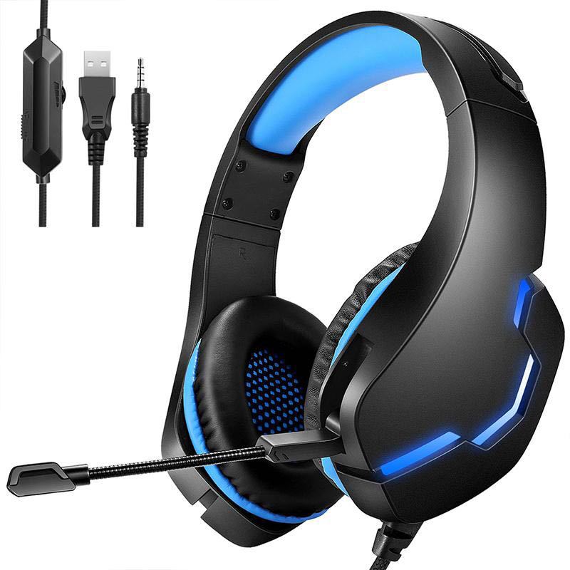 J10 3.5mm Wired Gaming Headset With Mic LED Volume Control PC Laptop