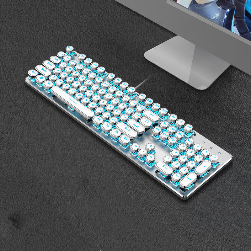 Steampunk 87-Key Mechanical Keyboard Mouse Set Wired Retro Office