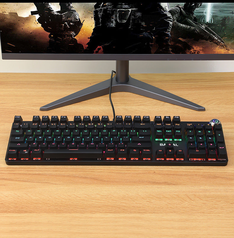Metal Mechanical Wired Keyboard Luminous Knob Green Axis