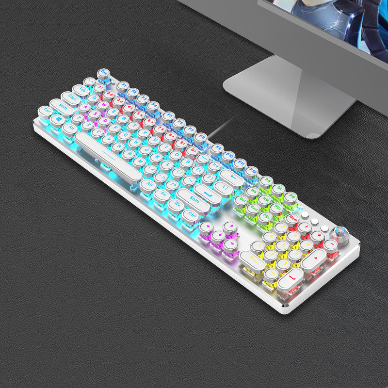 Steampunk 87-Key Mechanical Keyboard Mouse Set Wired Retro Office