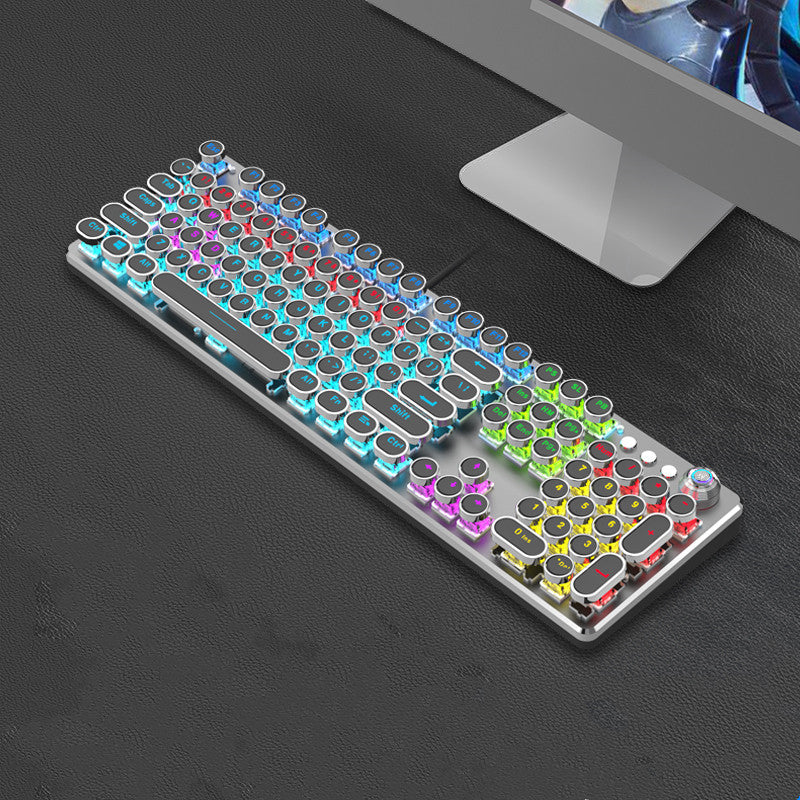 Steampunk 87-Key Mechanical Keyboard Mouse Set Wired Retro Office