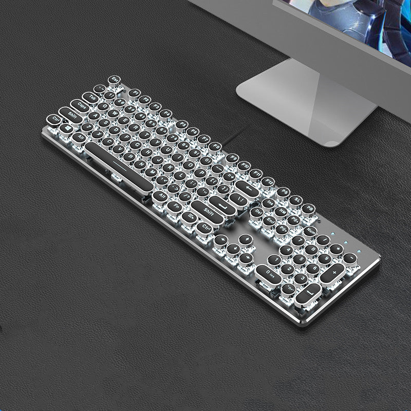 Steampunk 87-Key Mechanical Keyboard Mouse Set Wired Retro Office