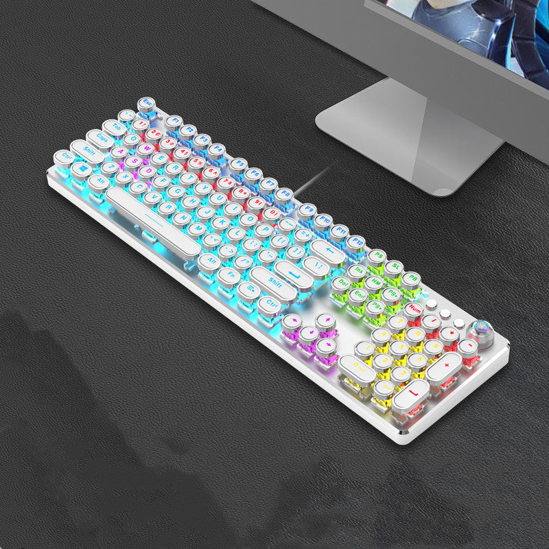 Steampunk 87-Key Mechanical Keyboard Mouse Set Wired Retro Office