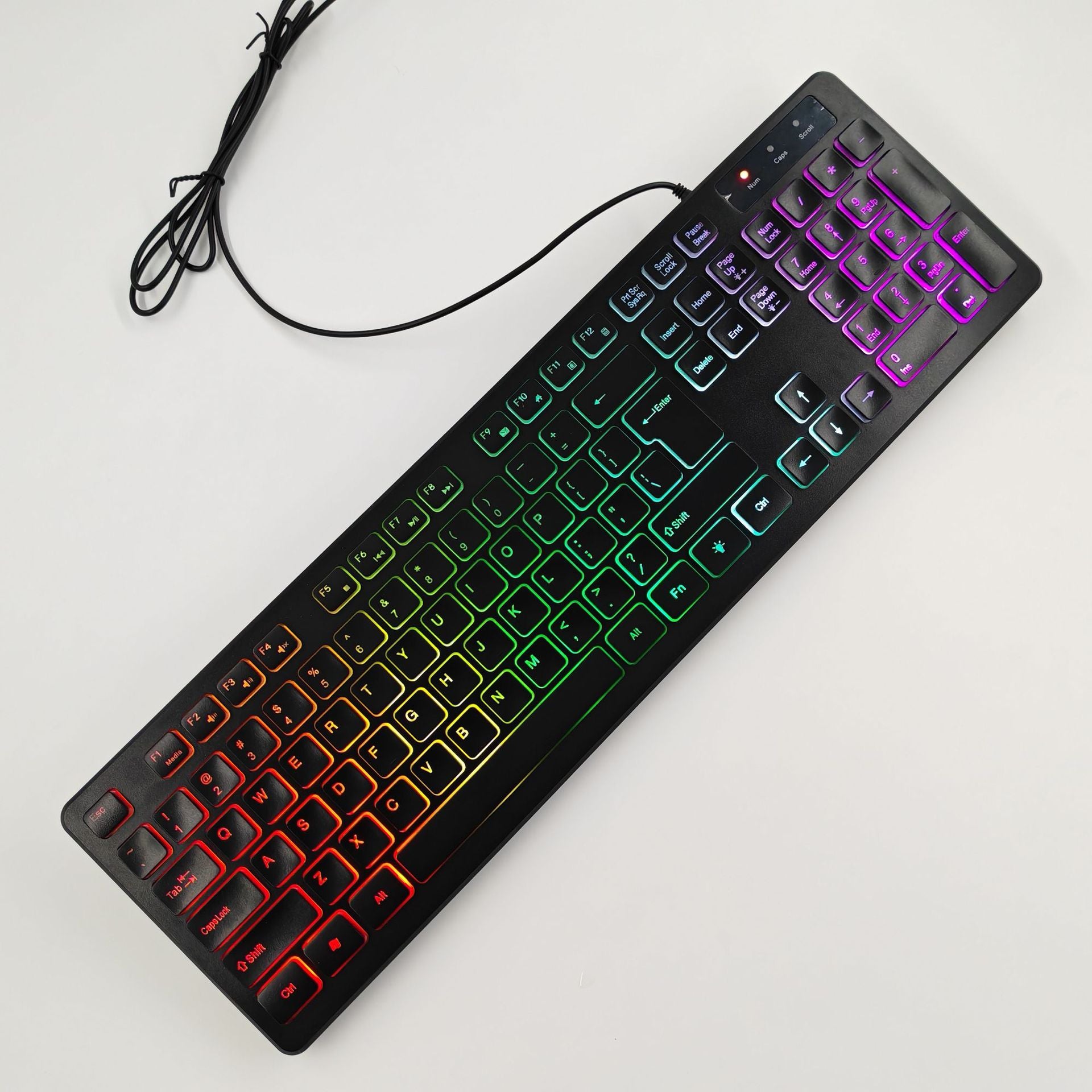USB Wired Illuminant Keyboard Russian French Spanish Arabic Italian German Danish