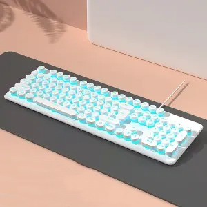 Pink Girls' Mechanical Touch Wired Punk Keyboard And Mouse Set
