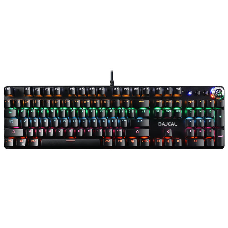Metal Mechanical Wired Keyboard Luminous Knob Green Axis