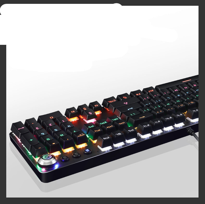 Metal Mechanical Wired Keyboard Luminous Knob Green Axis