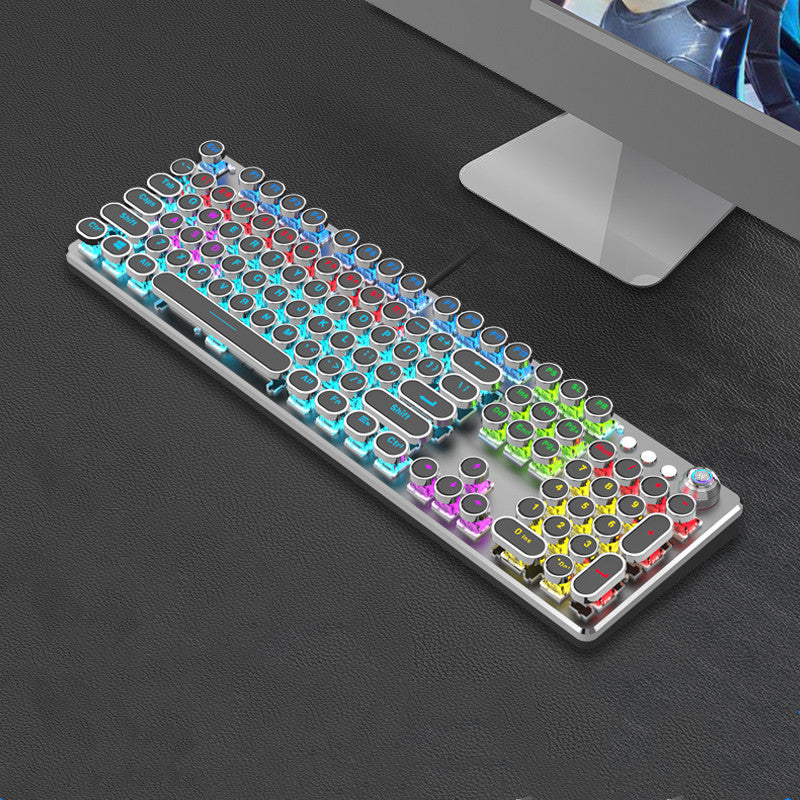 Steampunk 87-Key Mechanical Keyboard Mouse Set Wired Retro Office
