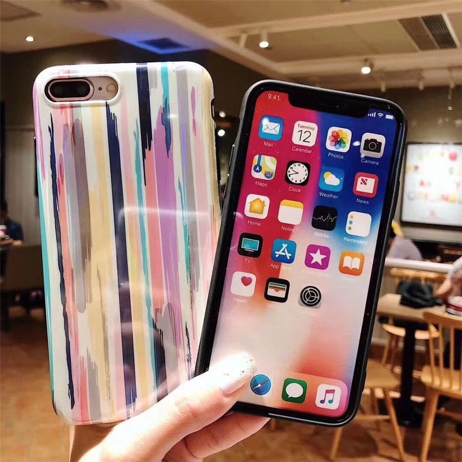 Apple Compatible Rainbow Silicone TPU iPhone Case Cover