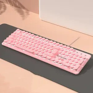 Pink Girls' Mechanical Touch Wired Punk Keyboard And Mouse Set