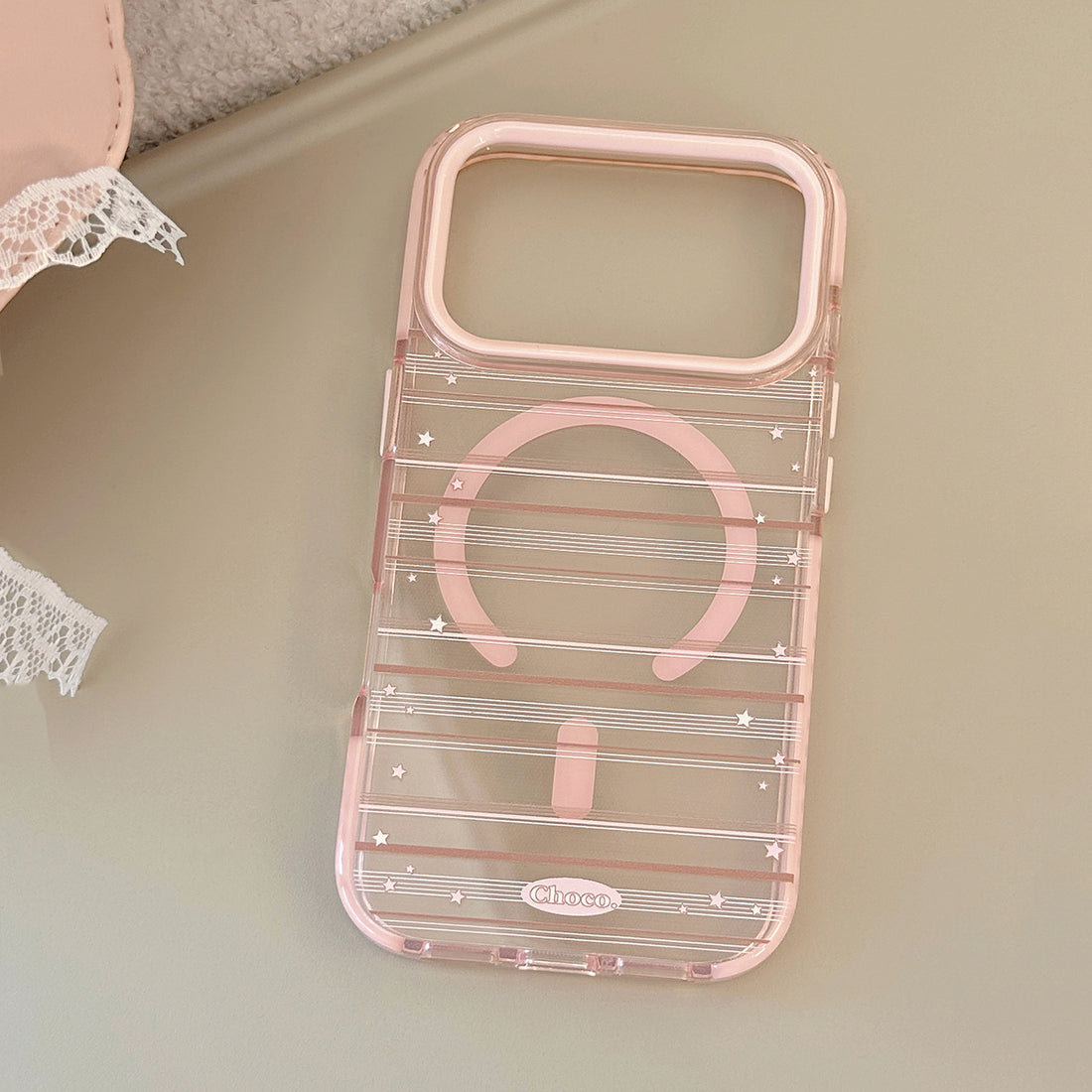 Magnetic Phone Holder Compatible Pink Brown Striped Case