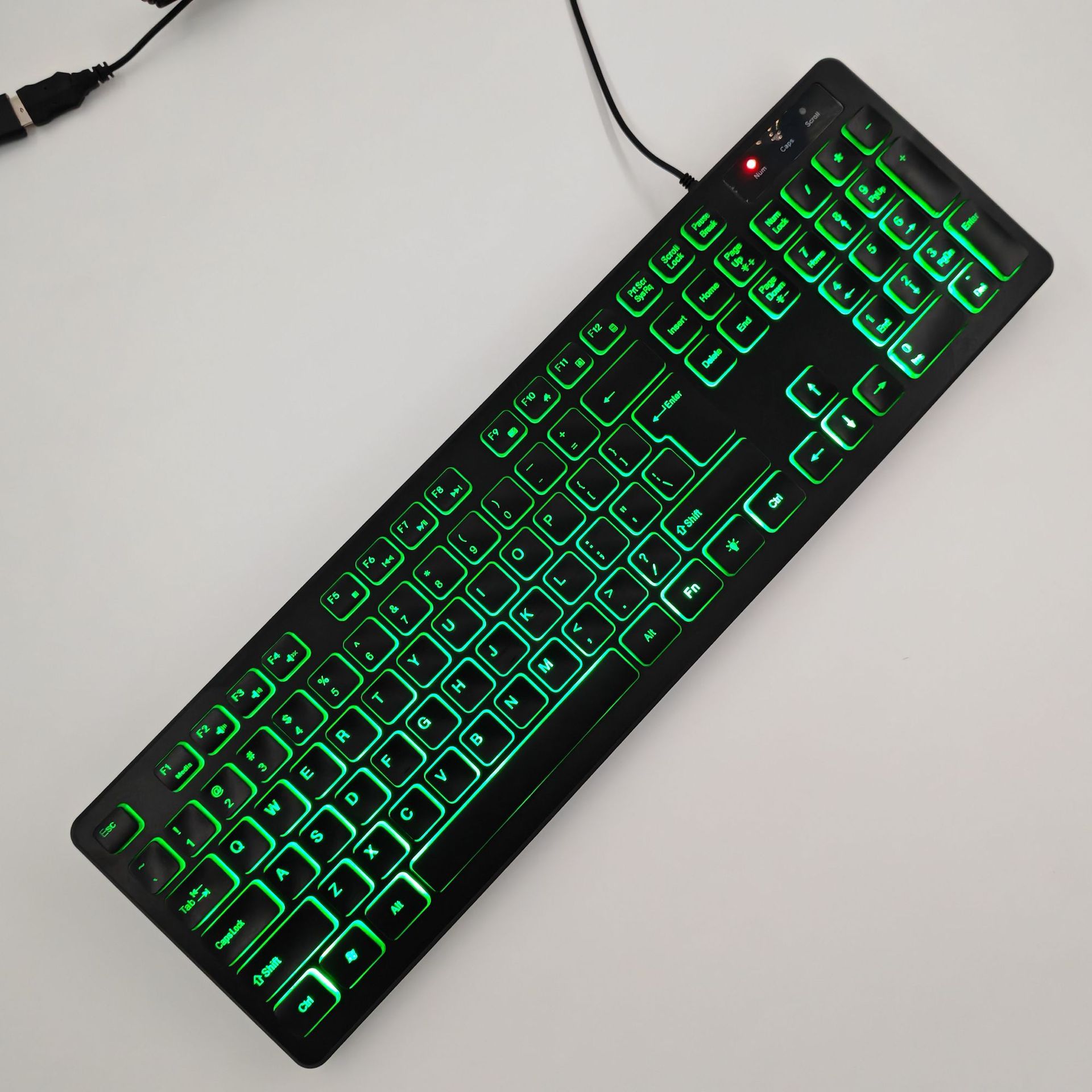 USB Wired Illuminant Keyboard Russian French Spanish Arabic Italian German Danish