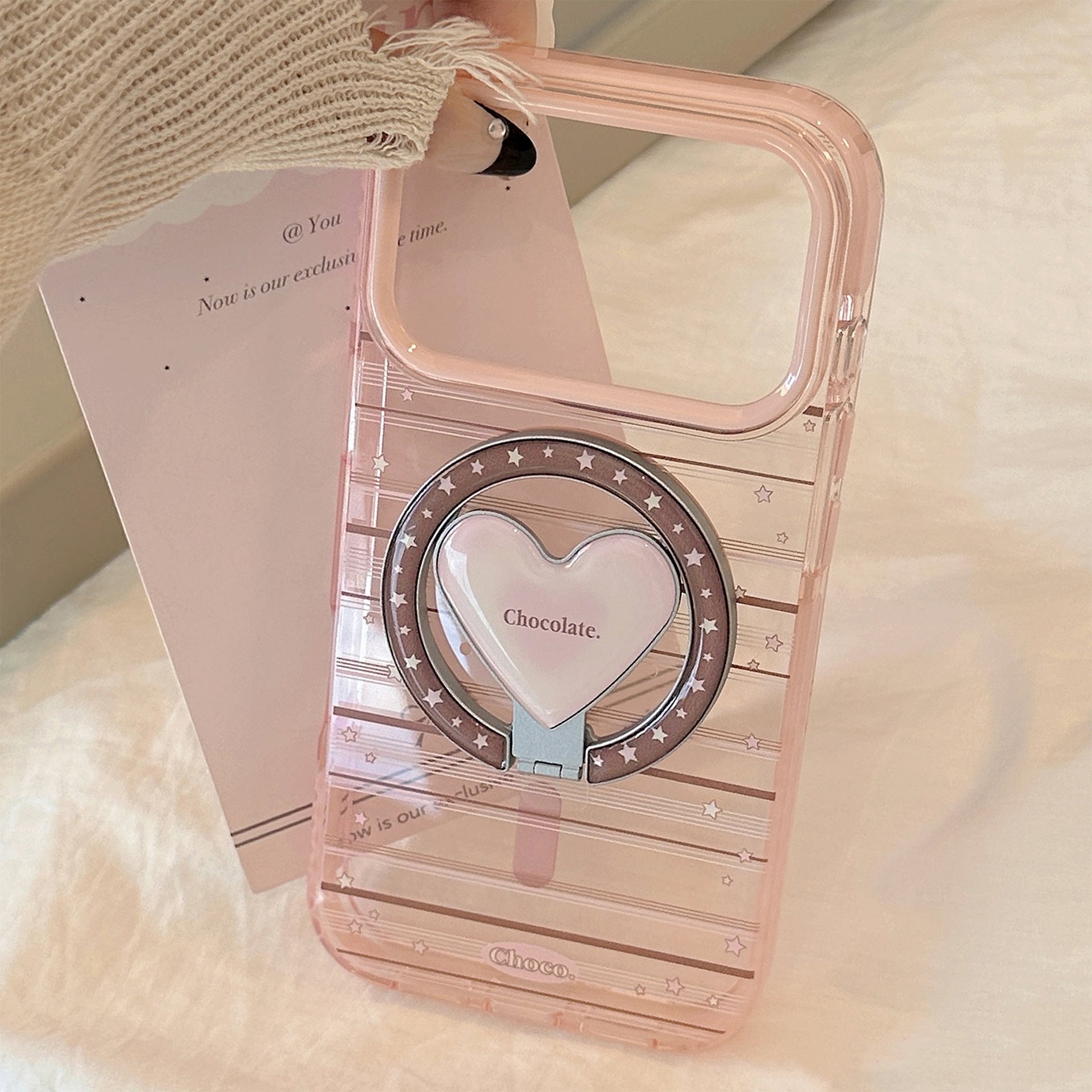 Magnetic Phone Holder Compatible Pink Brown Striped Case
