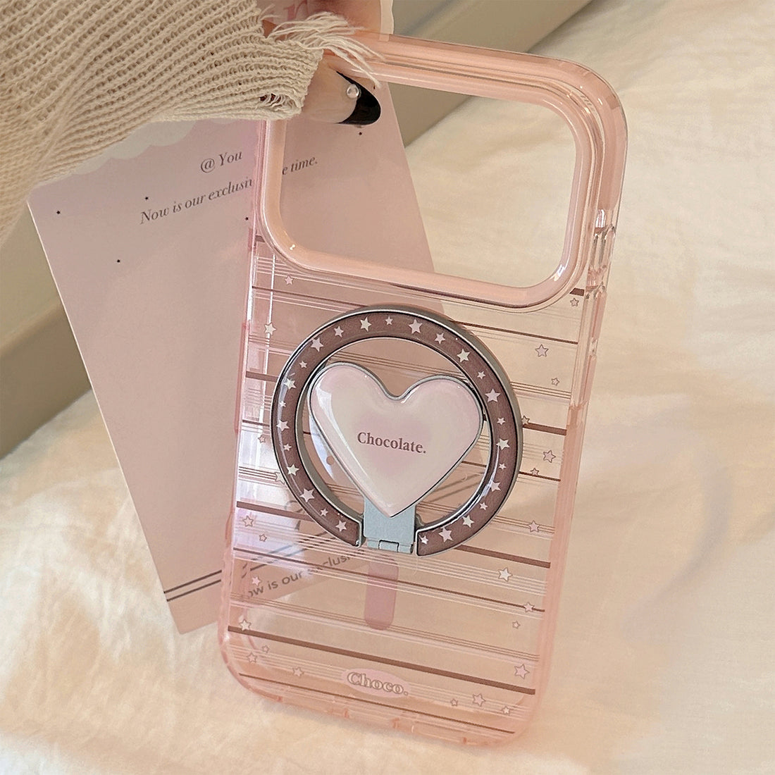 Magnetic Phone Holder Compatible Pink Brown Striped Case
