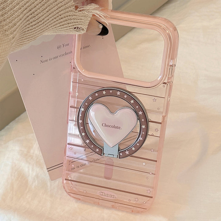 Magnetic Phone Holder Compatible Pink Brown Striped Case