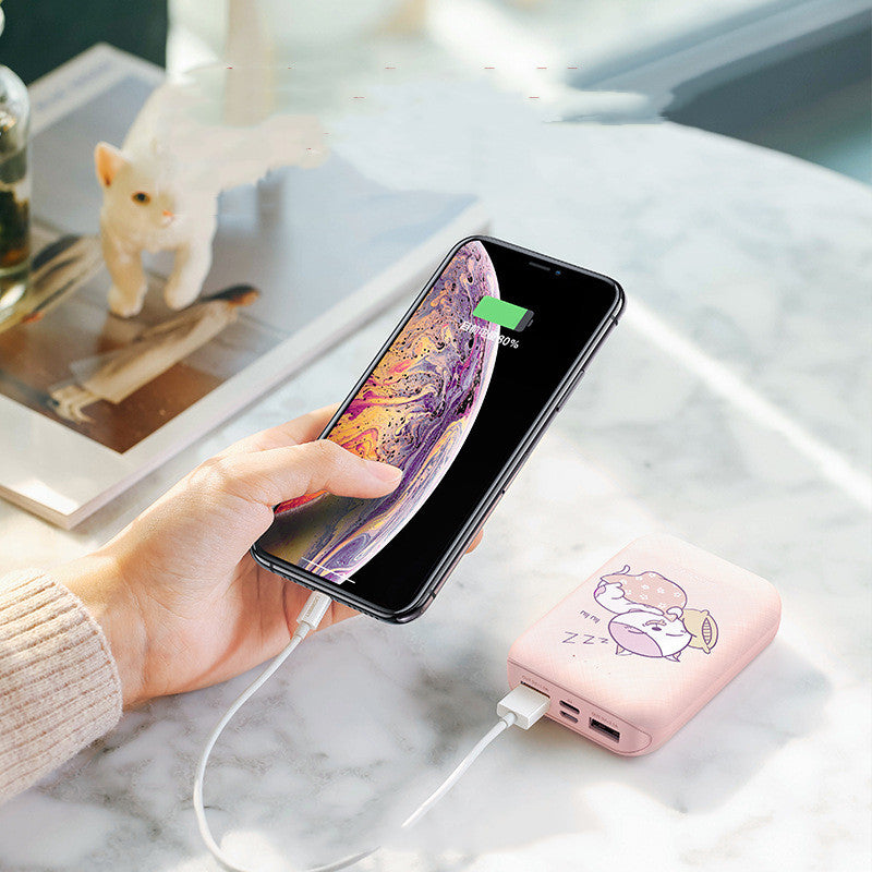 Green 10000mAh Compact Dual USB Type-C Micro Power Bank