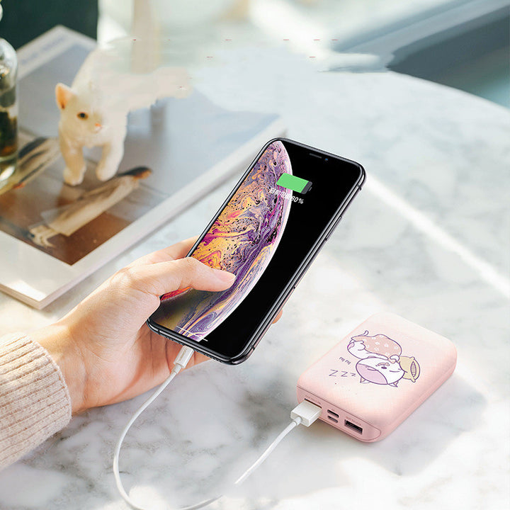 Green 10000mAh Compact Dual USB Type-C Micro Power Bank