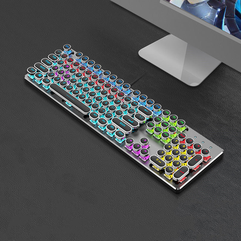 Steampunk 87-Key Mechanical Keyboard Mouse Set Wired Retro Office