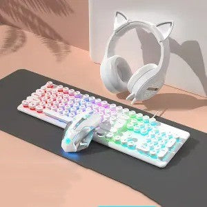 Pink Girls' Mechanical Touch Wired Punk Keyboard And Mouse Set