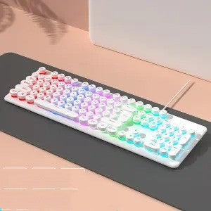 Pink Girls' Mechanical Touch Wired Punk Keyboard And Mouse Set