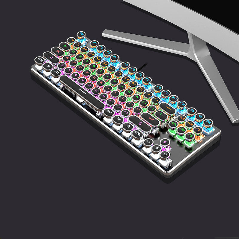 Steampunk 87-Key Mechanical Keyboard Mouse Set Wired Retro Office