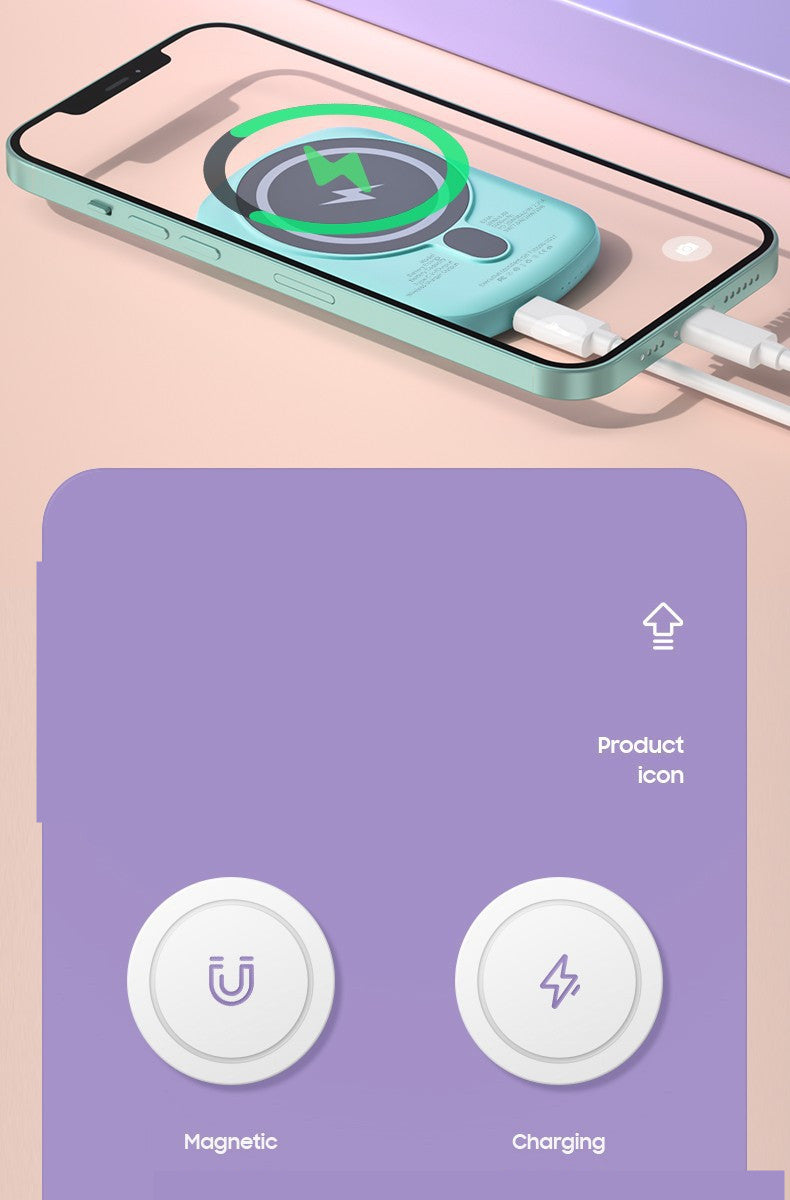 Compact Portable Magnetic Wireless Fast Charging Power Bank