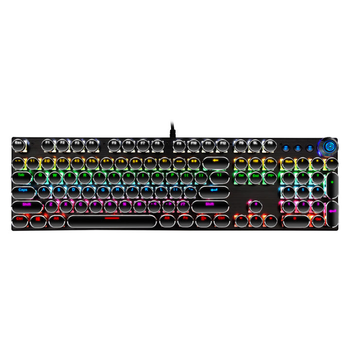 104-Key Punk Knob Green Axis Wired Gaming Office Keyboard