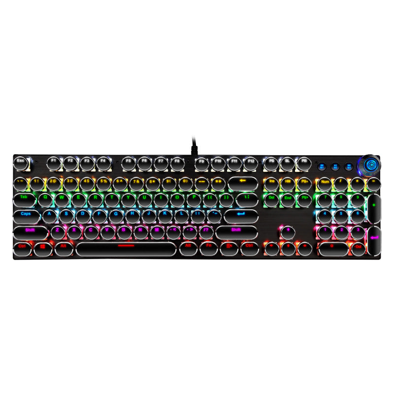 104-Key Punk Knob Green Axis Wired Gaming Office Keyboard