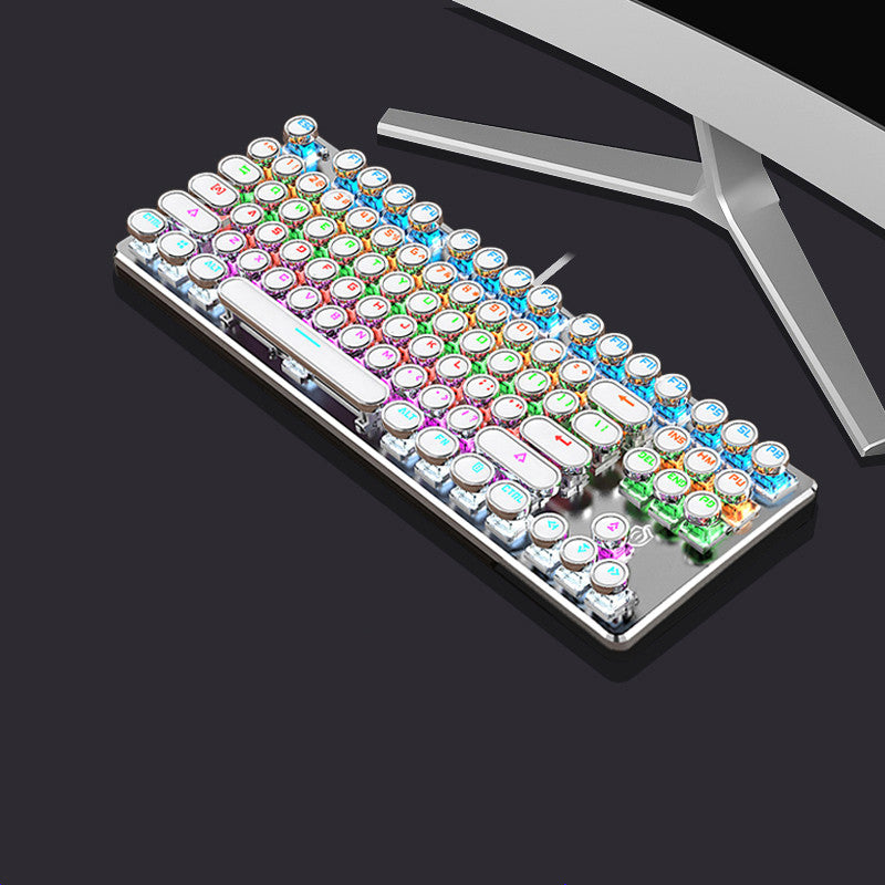 Steampunk 87-Key Mechanical Keyboard Mouse Set Wired Retro Office